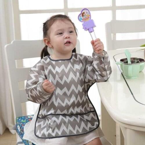 Baby Hood Waterproof Childrens Coat Back To Dress Saliva Towel Long Sleeve Painting Cover