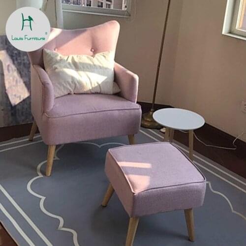 Louis Fashion Living Room Sofa Nordic Cloth Art Single Living Room Balcony Pink Modern Simple Leisure Small Apartment American