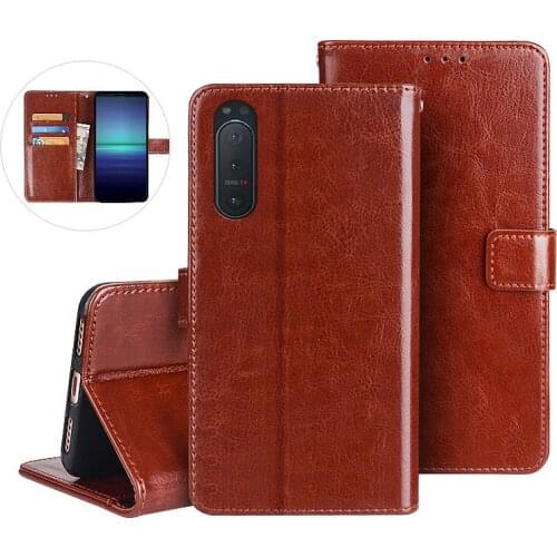 For Sony Xperia 5 II 6.1 inch Leather Case On For Coque Sony Xperia 5 II Premium Magnetic Flip Wallet Cover Phone Cases Fundas