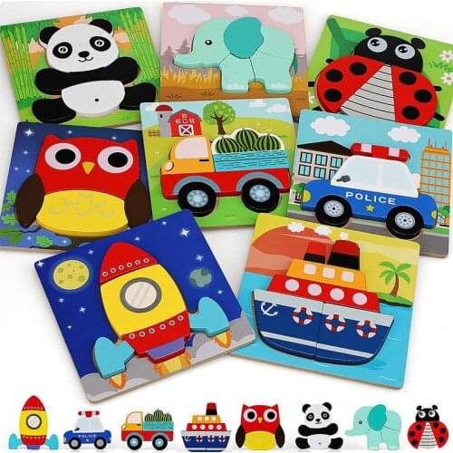 Montessori Toys 3D Puzzle Baby Toy Wooden Educational Toys For Children Montessori Materials Match Bricks Kids Teaching Aids