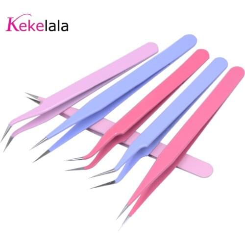 Colorful Anti-Static Tweezers For Eyelash Extension Stainless Steel Beauty Tools Set Metal Pincers Makeup Kit Repair Tools