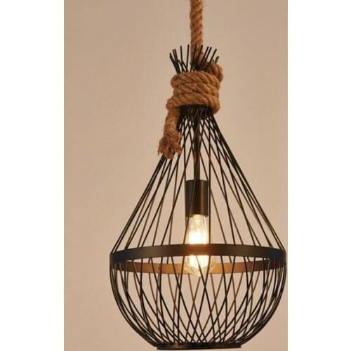Creative Loft Style Hemp Rope Iron Droplight Edison Vintage Pendant Light Fixtures For Dining Room Hanging Lamp Home Lighting