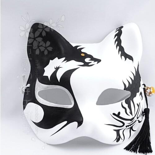 Hand-painted fox cat mask and wind show anime cosplay ball domineering black dragon