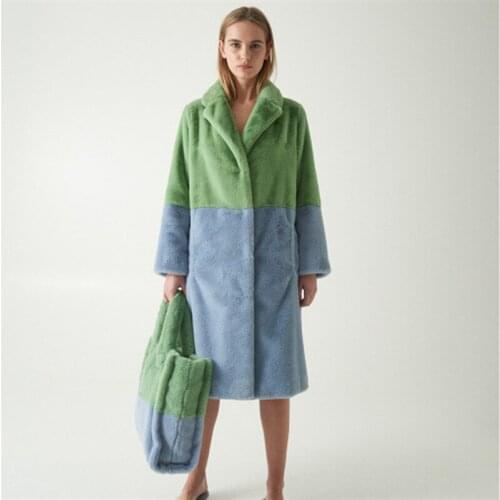 Fur Outerwear Ladies 2021 Fashion Splice Faux Fur Jacket Women Winter Coat Thick Warm Fur Jackets Streetwear Loose Soft Lamb