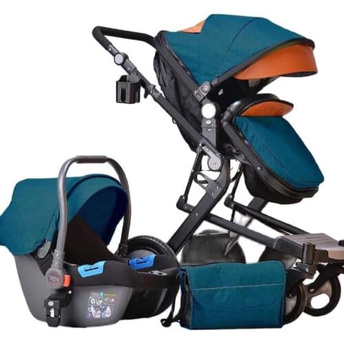 Multifunctional baby stroller 2in1 high landscape can sit reclining folding light two-way four-wheel shock absorber baby strolle