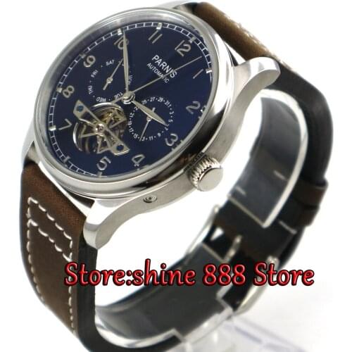 43mm PARNIS Automatic Self-Wind mechanical watches power reserve men watches