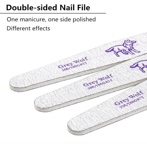 50pcs Nail File Buffer Set 100/180 Grey Curve Nail Art Manicure Accessories Professional Personal Nail Care Polish Tools