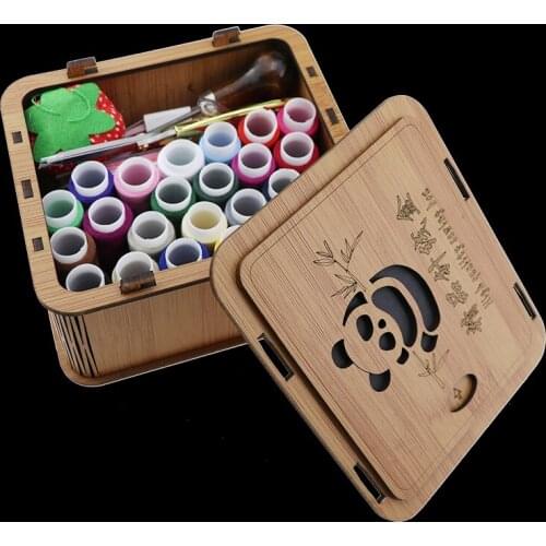Wedding Home Gift Box Set All Environmental Protection 24-color Sewing Without Nails Exquisite Bamboo Art Panda Sewing Box