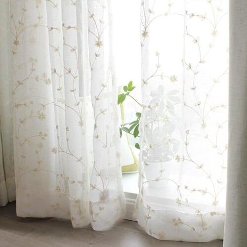 Fresh and Beautiful Embroidery New Curtain Flower Starry White Gauze Embroidery Curtains for Living Dining Room Bedroom Study