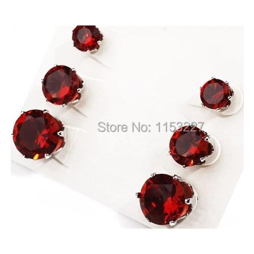 Latest design high quality 3 pairs red crystal fashion earring set brincos jewelry