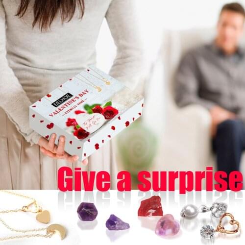 Valentines Day Countdown Day 24 Days Various Lovers Couples Gift Boxes Advent Calendar Rocks Crystal Jewelry Storage Boxs FN50