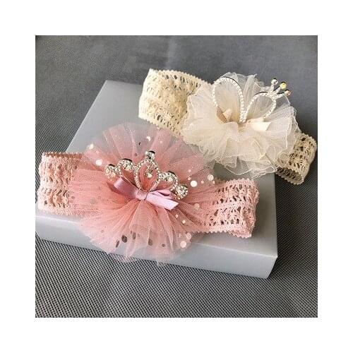 Baby Girls Flower Hairband Mesh Crown Headdress Soft Headband New Year Gift Party Tiara Headwear Hair Accessories
