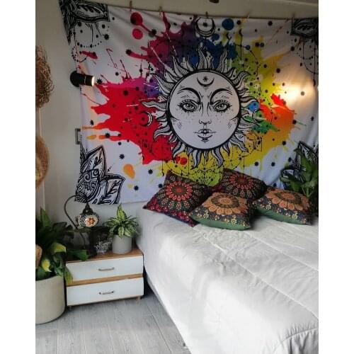 Psychedelic Tapestry Wall Hanging Bohemian Tapestries Polyester Mat Home Bedroom Art Carpet Boho Wall Hanging Tapestry Wall