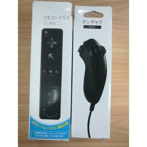 10 Sets Black Motion Plus For Wii Wireless Remote Controller + Nunchuck For Nintend Wii Bluetooth Gamepad Joystick