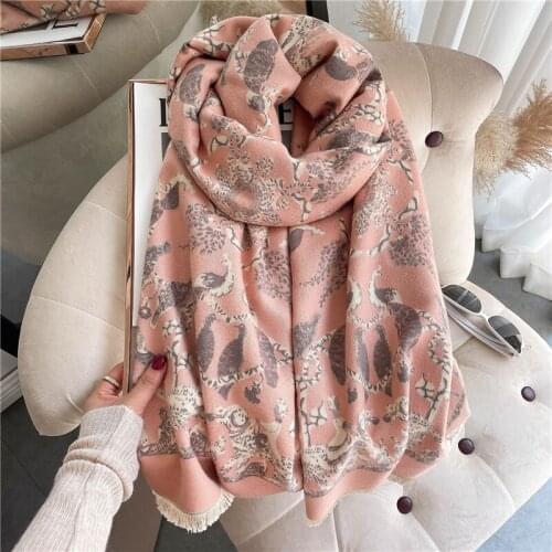 Luxury Cashmere Women Scarf Hijab Print Thick Warm Shawl Wrap Blanket Winter Pashmina Bufanda 2021 Designer 180*65cm Echarpe