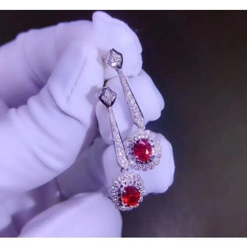100% Natural And Real Ruby Earring 925 sterling silver Fine jewelry For men women Earring