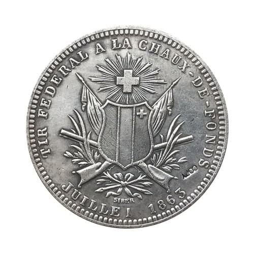 Switzerland 5 Franken Shooting Festival 1863 coins copy
