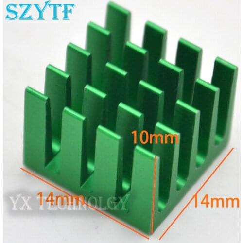 SZYTF 50pcs 14*14*10mm high-quality green slotted radiator fins