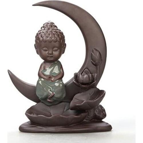 Quiet Moon Zen Monk Waterfall Backflow Incense Burner Ceramic Aromatherpay Furnace Ceremony Home Decoration