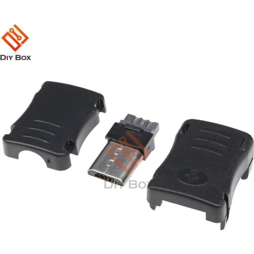 High Quality 10pcs 5 Pin T Port Male Micro USB Plug Socket Contor + Plastic Cover for DIY Wholesale