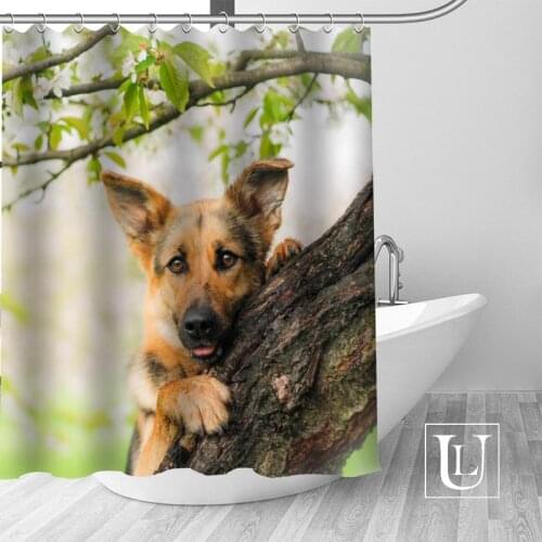 High Quality Custom dog Shower Curtain Polyester Fabric Bathroom Curtain Hooks Mildew Resistant Bathroom Decor