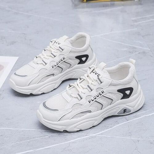 Women Mesh Chunky Sneakers Wonens Casual Shoes Fashion Thick Bottom Platform Shoes Zapatillas Hombre Lace-Up Running Sneakers