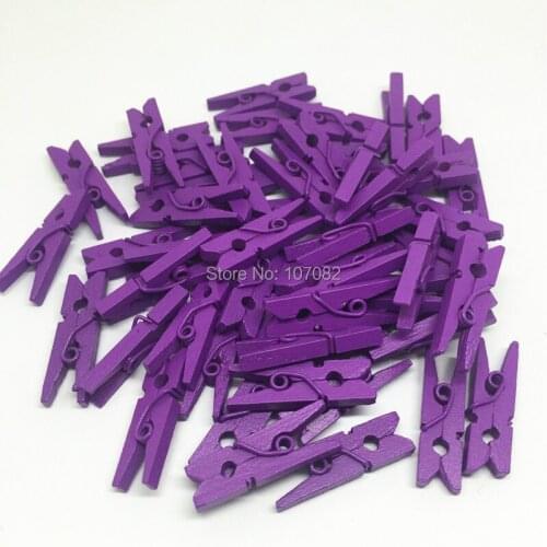 1000pcs 25mm Wood Pegs Mini Purple Clothespins Pins Clips 1" For Scrapbooking Embellishments Wedding Christmas