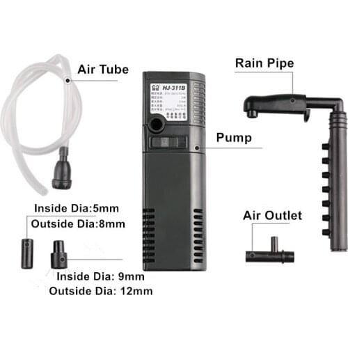 3 in 1 Mini Aquarium Internal Filter Multi-function Submersible Aqurium Water Pump Filter Add Oxygen For Fish Turtle Tank