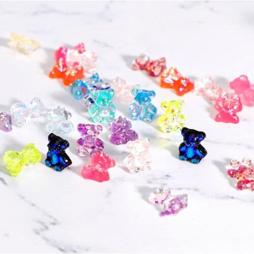 30pcs Nail Art Decoration Glitter Shell Butterfly Aurora Bear Shape Nail Accessory DIY 3D Sequins Polish Manicure Decoration