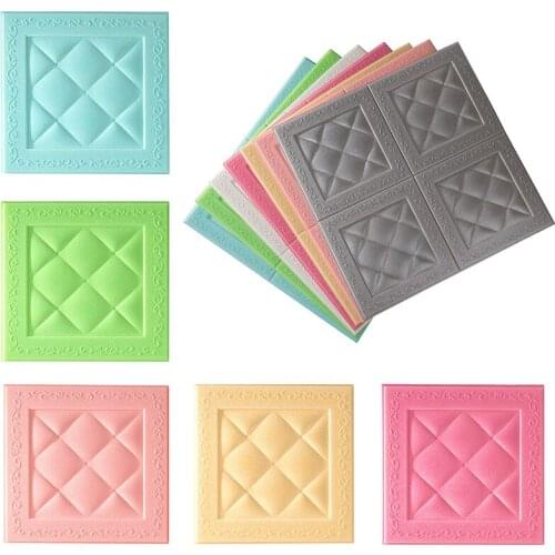 3D Wall Stickers Wallpaper Self-adhesive Thicken Tatami Anti-collision Wall Mat Pad Kids Bedroom Living Room Soft Foam Cushion