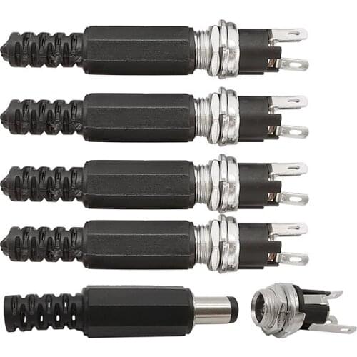 50Pair 5.5mm x 2.1mm 5.5x2.1 DC Power Supply Plug Connector plus Female Metal Panel Mount Socket Jack Plug DC Connectors Adapter