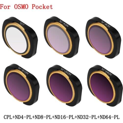 6Pcs Aluminum Alloy Magnetic Adsorption No Damage CPL ND4 8 16 32 64-PL Lens Filter Set For DJI OSMO Pocket 2 Camera Stabilizer