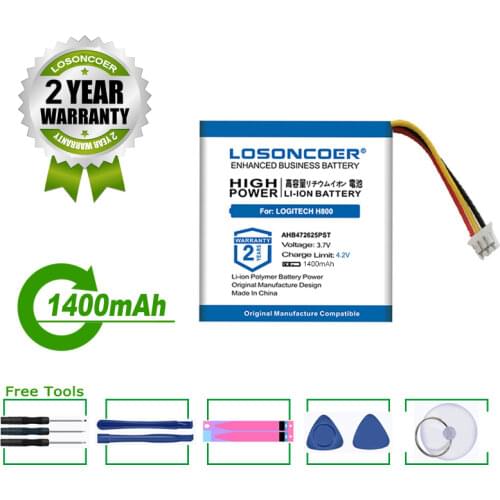 LOSONCOER Battery 900mAh For LOGITECH H800 533-000067 AHB472625PST 981-000337 Earphone Headphone Batteries