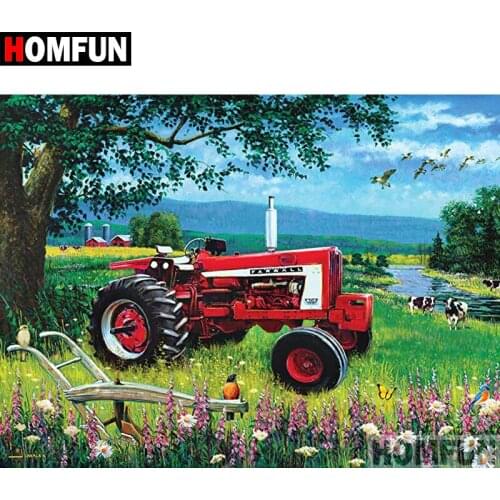 HOMFUN 5D DIY Diamond Painting Full Square/Round Drill " Tractor scenery" Embroidery Cross Stitch gift Home Decor Gift A09113