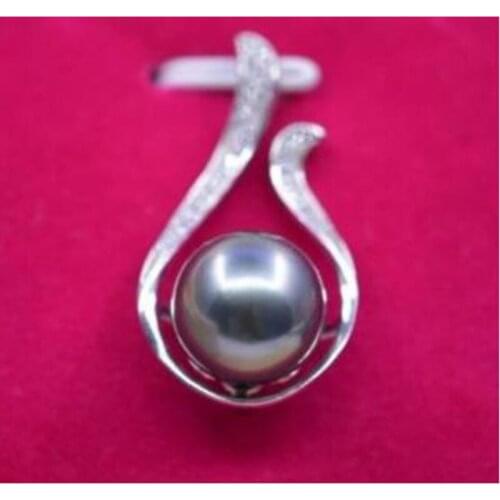 Free shipping >>>>noble jewelry One natural big size 11-12mm Tahitian AAA+ pearl pendant 18''925s chain