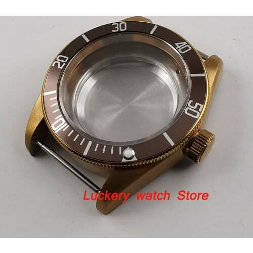 41mm sapphire glass Coffee PVD watch case fit 2836 miyota 8215 movement-BK24