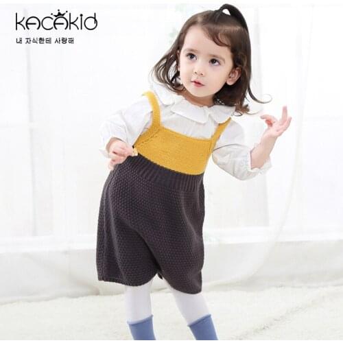 KACAKID Official Store Knitted Children Girl Dress Suspenders Kids Baby Knitted Children Girls Dress Cute Baby Girl Dress Ka3376