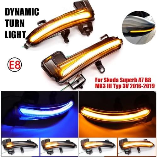 For Skoda Superb A7 B8 MK3 III Typ 3V 2016-2019 2pcs Side Mirror Indicator Dynamic Sequential Flowing LED Turn Signal Light
