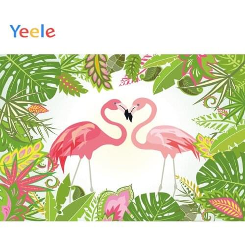 Yeele Flamingo Tropical leaves Green Portrait Party Decoration Photographic Backgrounds Photography Backdrops For Photo Studio