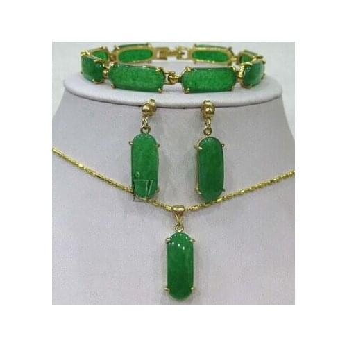 Hot sale@> Fine Jewellery Green stone Necklace Pendant Bracelet Natural jewelry
