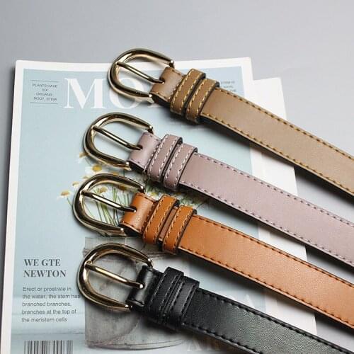 Korean ins Retro Black personality PU belt students' versatile casual jeans thin belt accessories mens and womens fashion