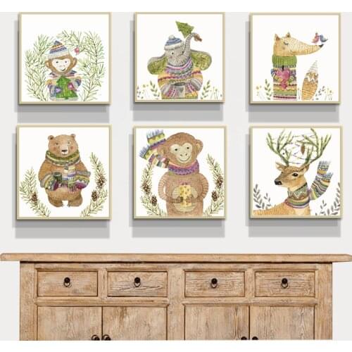 No frame cartoon Indian city of animal kingdom canvas printings oil painting printed on canvas wall art decoration picture