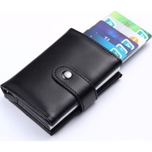 Bisi goro cow leather business credit card holder hasp anti rfid card wallet porta tarjetas protection bank card purse Gifts