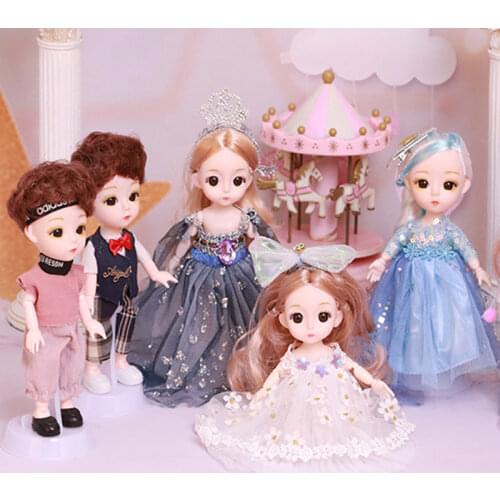 16CM BJD Doll 13 Joint with Fashion Clothes Soft Wig Vinyl Body for Girl Holiday Gift Children DIY Toy Accessories