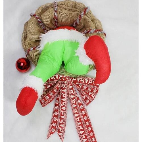 Linen Christmas Thief Burlap Stealer Design Garlands Pendent Home Front Door Wreath Hoop Hanging Ornament Xmas Decoration