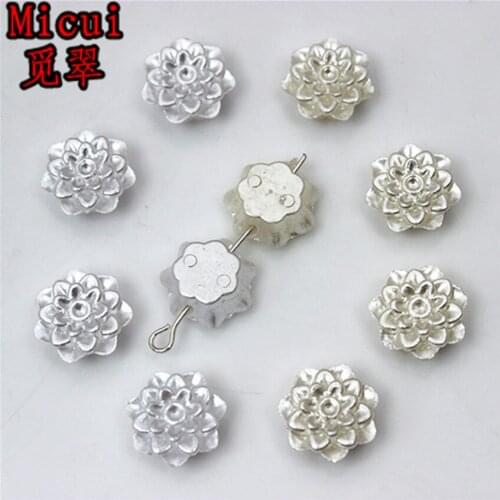 Micui 100PCS 12mm ABS Plastic Flower flatback Hole beads imitation pearl half beads for Clothing Accessories crafts ZZ691