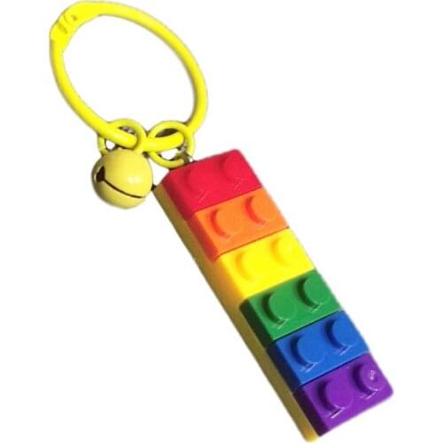 Cute Rainbow Building Block Toy Charm Keychains Paired Pendants for lp Couple Keychain diy Handmade Car Keys Decor lgbt Jewelry