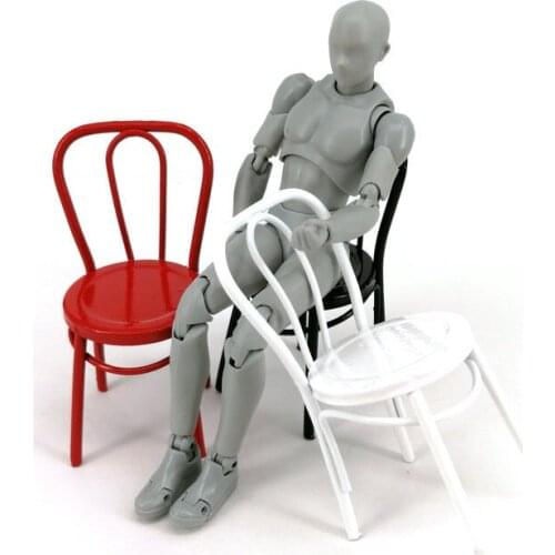 3 Color Dollhouse Miniature 1:12 Iron Chair Model for Blyth BJD Dolls House Furniture