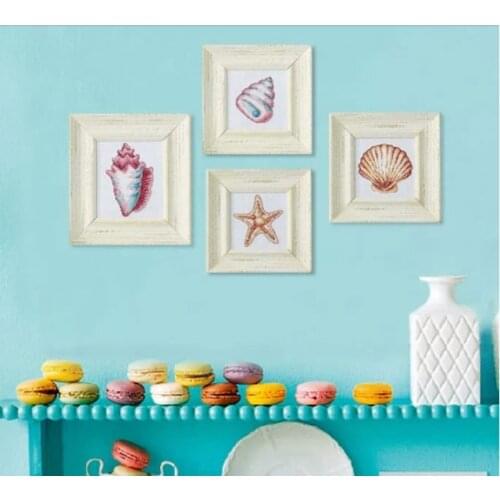 Conch sea star conch cross stitch kit flowers 14ct counted canvas DMC cotton thread handmade embroidery DIY needlework set