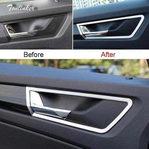 Tonlinker Cover Stickers for SKODA KODIAQ 2017-18 Car Styling 4 PCS Stainless steel Interior Door Handle position Cover Sticker